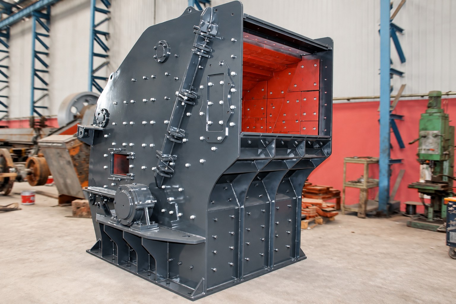 Workshop view of the hammer crusher for the barite and calcite plant