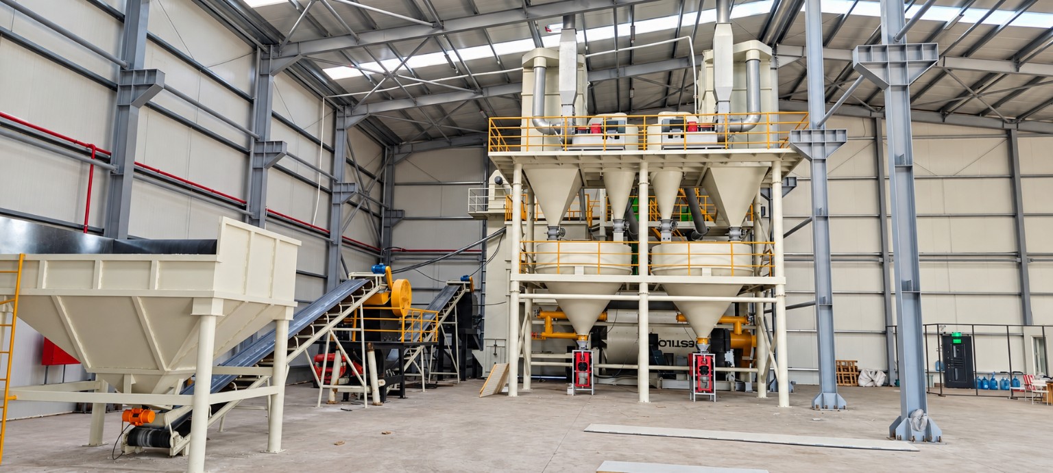 Front overview of the Poly Plast barite and calcite micronized grinding plant in Gebze